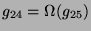 $g_{24} = \Omega (g_{25})$